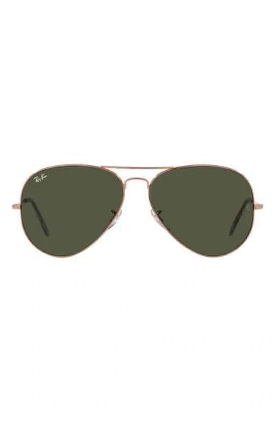 Ray Ban Ray-ban Unisex Polarized Brow Bar Aviator Sunglasses, 55mm In Green Polarized