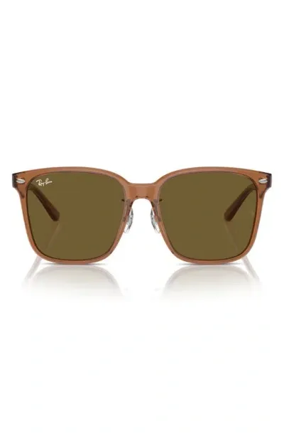 Ray Ban Slim Square 57mm Sunglasses In Transparent Brown