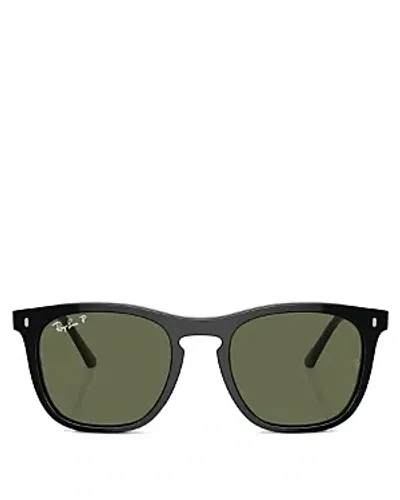 Ray Ban Ray-ban 53mm Polarized Square Sunglasses In Black/green Polarized Solid