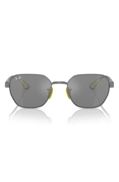 Ray Ban X Scuderia Ferrari 54mm Chromance Irregular Sunglasses In Gunmetal