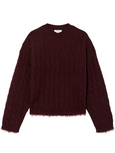 Re/done Cable-knit Cashmere Sweater In Oxblood