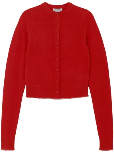 Re/done Cashmere Crew-neck Cardigan In Fire