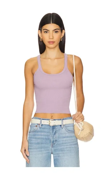 Re/done Cropped Ribbed Tank In Lavender