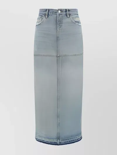 Re/done Denim Skirt In Ripped Tide