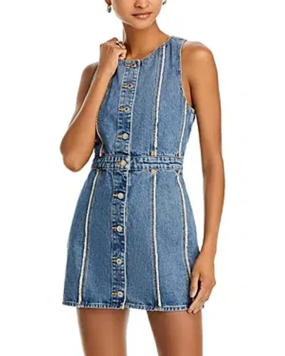 Re/done Frayed Denim Minidress In Bruna