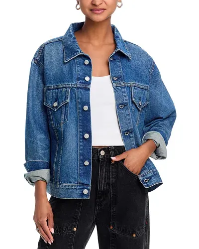 Re/done The Mel Denim Trucker Jacket In Aged Stone Blue