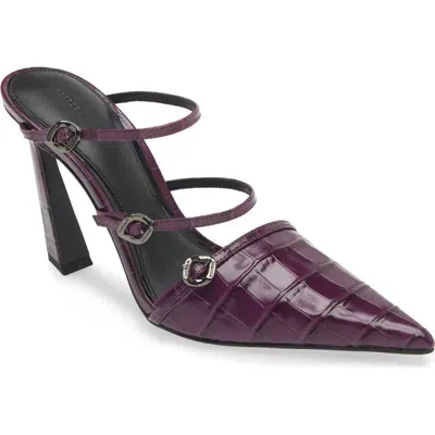 Rebecca Minkoff Buckle Pointed Toe Mule In Berry