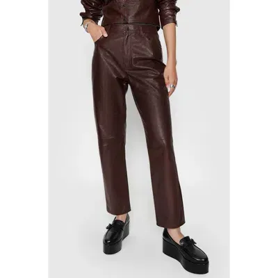 Rebecca Minkoff Kit Crop Leather Pants In Chestnut