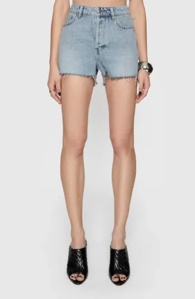 Rebecca Minkoff Rosie Stud Denim Shorts In Ludlow Wash