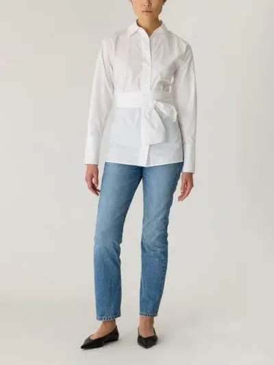 Rebecca Taylor Poplin Wrap Blouse In Milk