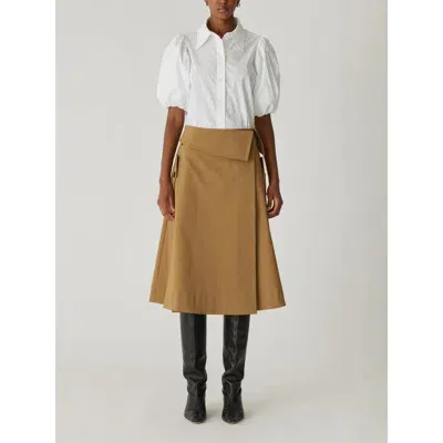 Rebecca Taylor Refined Sateen Foldover Wrap Skirt In Date