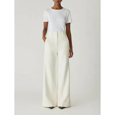 Rebecca Taylor Refined Suiting Wide Leg Trouser In Cream