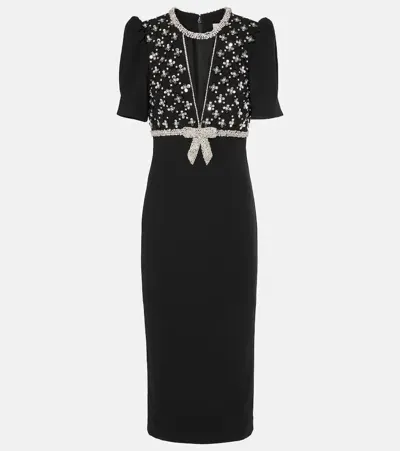 Rebecca Vallance Arianna Bow-detail Embellished Midi Dress In Black