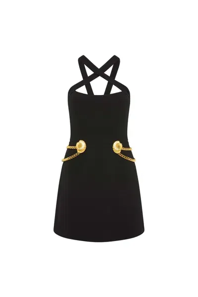 Rebecca Vallance Chelsea Halter Mini Dress In Black