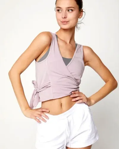 Rebody Active Metamorph Wrap Tie Tank In Stone Mauve