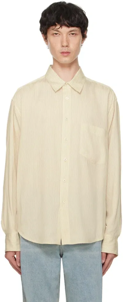 Recto Beige Striped Shirt In Light Beige