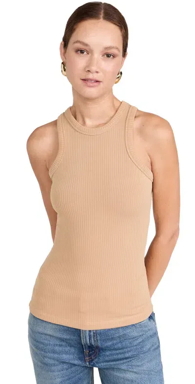 Recto Rc Jacquard Logo Ribbed Tank Top Beige