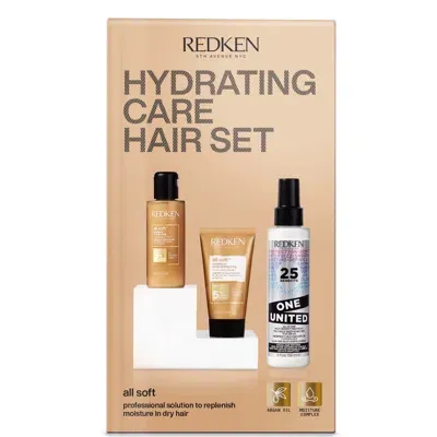 Redken All Soft Hydrating Care Hair Set For Dry Hair, Shampoo 75ml, Conditioner 50ml, One United 150ml In White