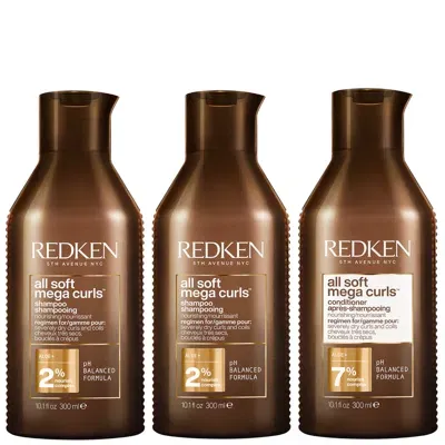 Redken All Soft Mega Curl Hydrating And Nourishing Shampoo Duo With Conditioner For Curly And Coily Hair In White