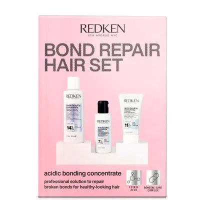 Redken Bond Repair Hair Set For Healthy Looking Hair, Pre-treatment 150ml, Shampoo 75ml, Conditioner 50ml In White