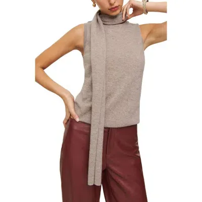 Reformation Sleeveless Cashmere Sweater With Scarf In Toast