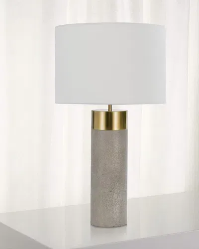 Regina Andrew Harlow Shagreen Cylinder Table Lamp In Ivory Grey