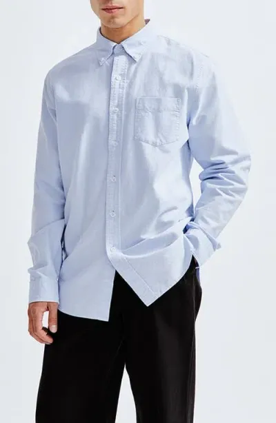 Reigning Champ Windsor Cotton Oxford Button-down Shirt In Light Blue