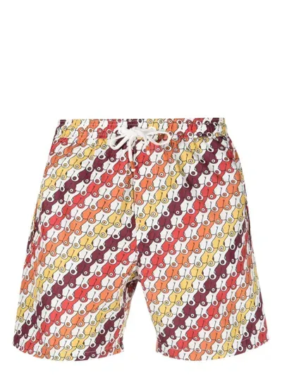 Reina Olga All-over Print Swim Shorts In Weiss