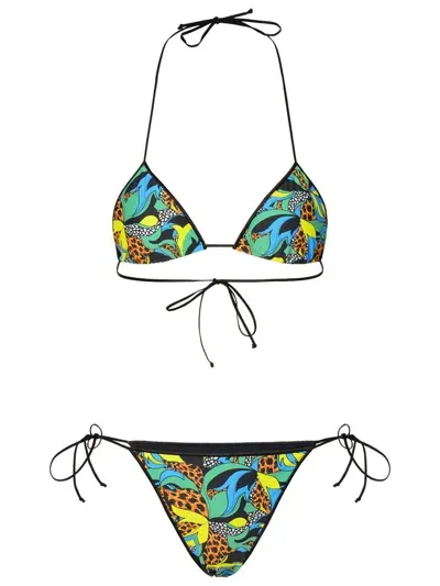 Reina Olga 'sam' Green Polyamide Blend Bikini Set In Multicolor