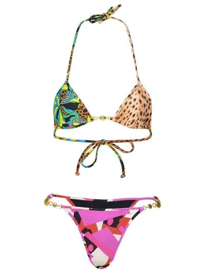 Reina Olga Splash Triangle Bikini Set In Multicolor