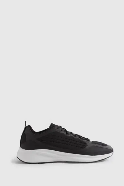 Reiss Black Hybrid Knit Running Trainers