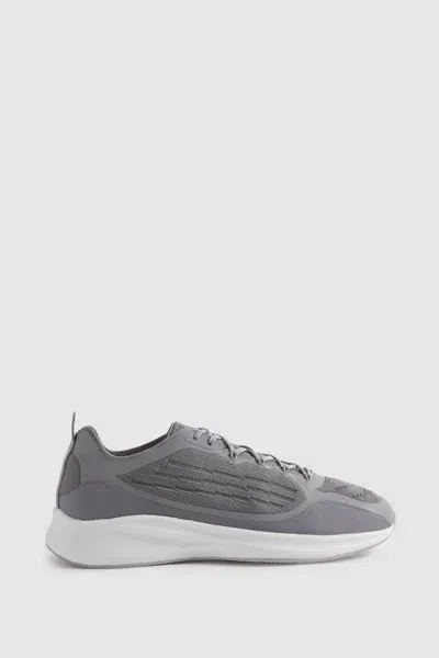 Reiss Grey Hybrid Knit Running Trainers