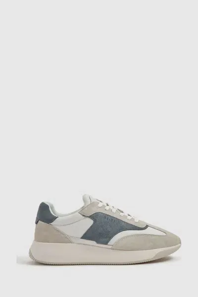 Reiss Afb/stone Emmett Leather Suede Running Trainers