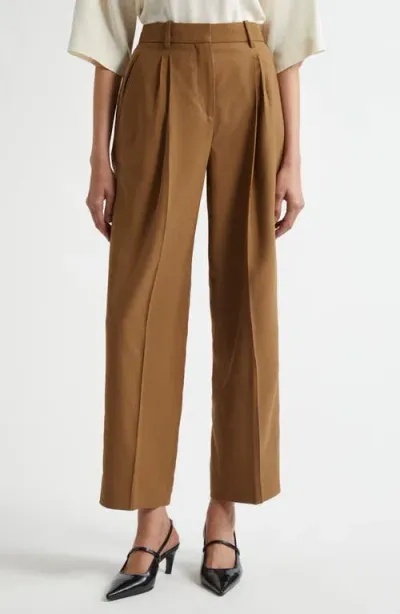 Reiss Atelier Celeste Pleated Wool Pants In Camel