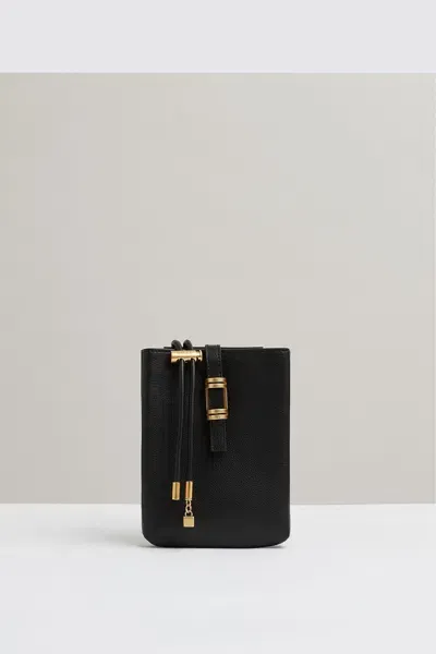 Reiss Black Leather Phone Holder