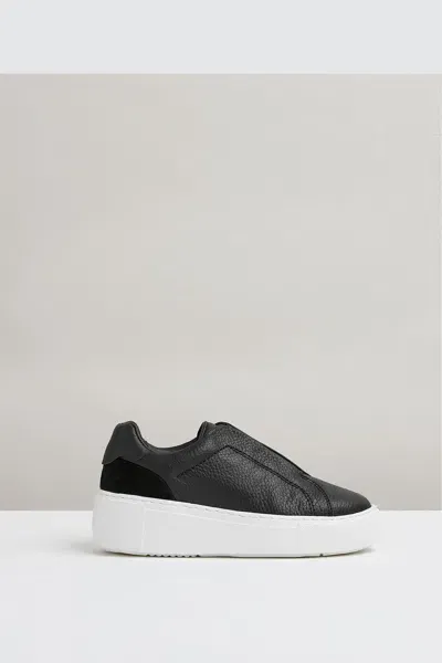 Reiss Black Leather Slip-on Trainers