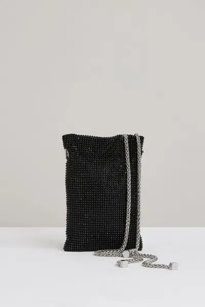 Reiss Black Zuri Crystal Mesh Shoulder Pouch