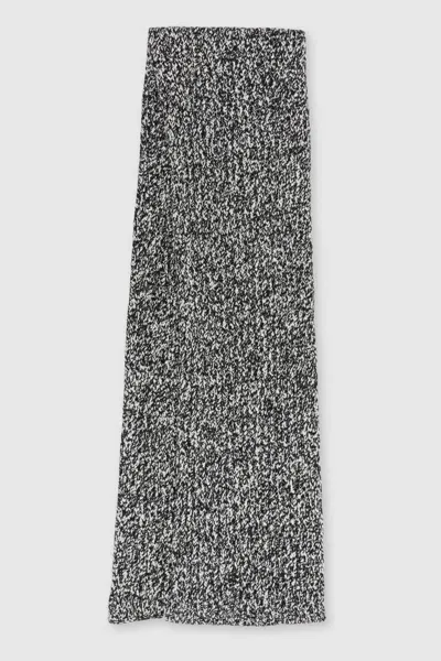 Reiss Black/white Cotton-wool Ribbed Mouliné Scarf