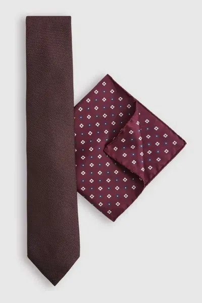 Reiss Bordeaux Ceremony Gift Set Tie And Pocket Square Gift Set In Brown