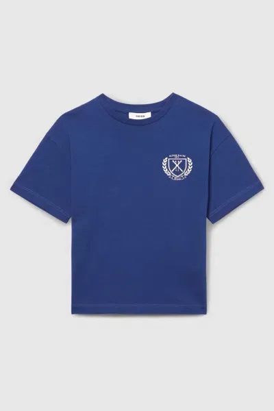 Reiss Kids' Bright Blue Cotton-jersey Alpine Races-print T-shirt