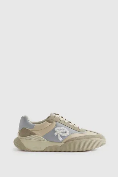 Reiss Blue Leather Colourblock Running Trainers