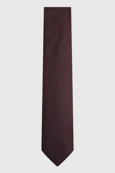 Reiss Burgundy Ceremony Textured Silk Tie In Red