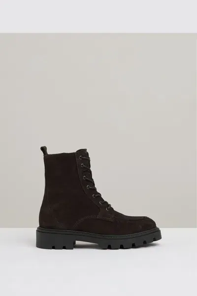 Reiss Chocolate Suede Lace-up Boots