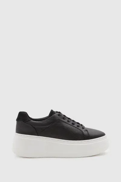 Reiss Black Platform Leather Trainers