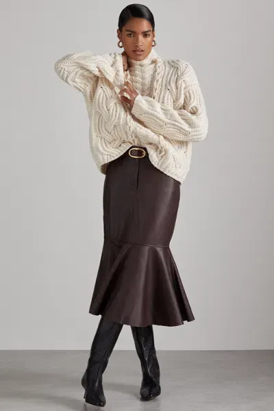 Reiss Cream Atelier Wool And Cashmere Cabled Jumper