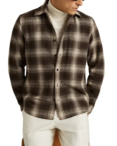 Reiss Crosby Wool Check Overshirt In Brown Multi