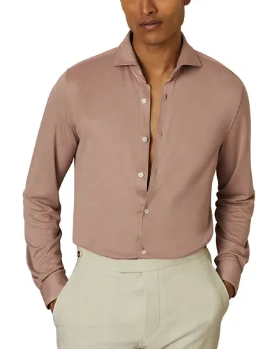 Reiss Dusty Pink Bobby Modal Blend Cutaway Collar Shirt