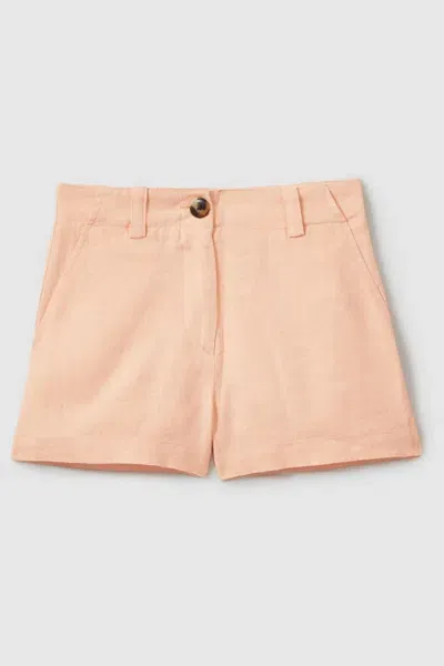 Reiss Dani - Apricot Dani Teen Linen Loose Fit Shorts