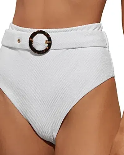 Reiss Danielle Belted High Waist Bikini Bottom In White