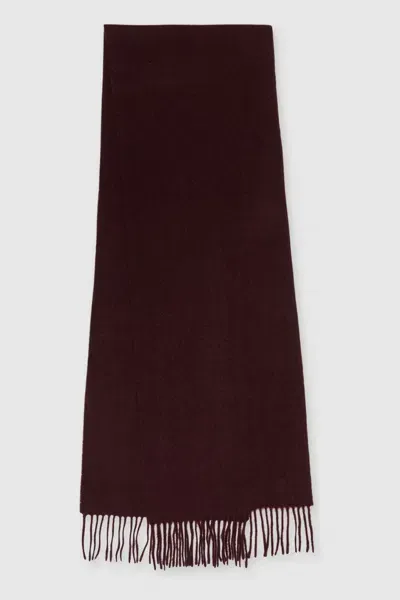 Reiss Dark Bordeaux Picton Wool And Cashmere Scarf